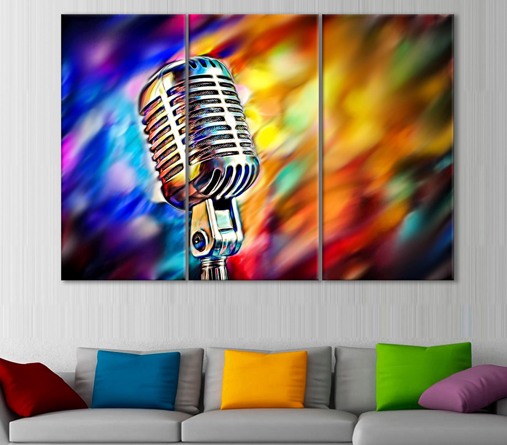 Microphone Wall Art, Microphone Canvas, Singer Gift, Music Studio Wall Decor,Recording Studio Decor,Microphone Artwork,Microphone Modern Art