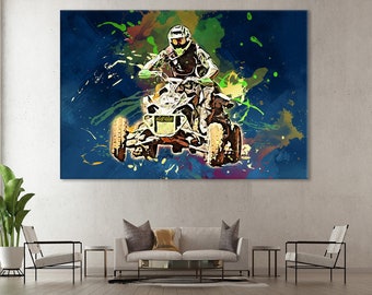 Quad ATV Canvas, ATV Quad Bike Print, Motocross Wall Decor, ATV Quad Motorcycle Poster, Quad Race Motocross Atv Poster