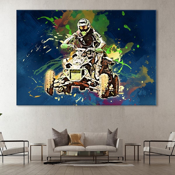 Stampa su tela con moto ATV Quad: decorazione murale per motocross