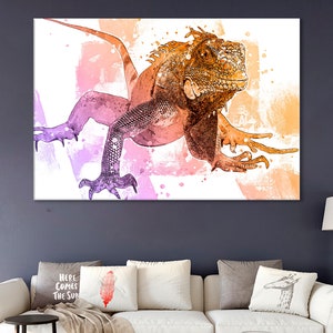 Iguana Canvas Art, Reptile Digital Print, Iguana Wall Decor, Iguana Artwork, Reptile Canvas, Iguana Print, Iguana Poster,Iguana Office Decor