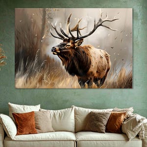 Deer Wall Print, Art for Home Living Room, Deer Painting, Office Decor, Deer Artwork, Mural Art, Canvas Print Unframed, Wild Animals Canvas