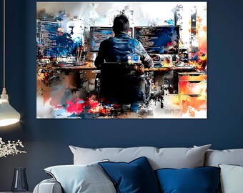 Programmer Art Print | Tech Illustration | Modern Developer Decor