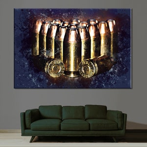Bullets Wall Decor,High Quality Canvas Print, Bullets Abstract Painting, Shooter Gift, Cop Gift