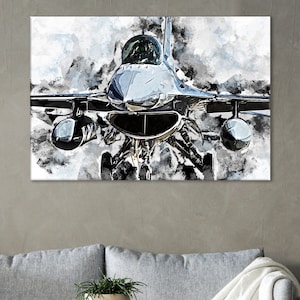 Toile avion de chasse F-16, décoration murale F-16, affiche F-16, cadeau pilote, art mural faucon de combat F-16, oeuvre d&#39;art F-16, décoration de chambre F-16, impression d&#39;art F-16