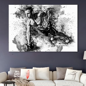 Push ups Canvas, Motivation Canvas, Gym Wall Decor, Dumbbells Poster, Sportsman Gift, Ready To Hang, Workout Wall Art, Push Ups Artwork