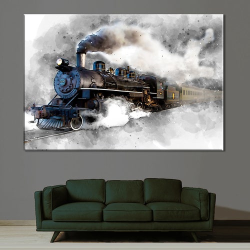 Train Wall Art Steam Old Train Canvas Wall Art Etsy