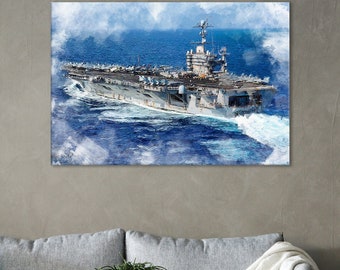 USS George Washington Aircraft Carrier Canvas Art: Navy Warship Decor