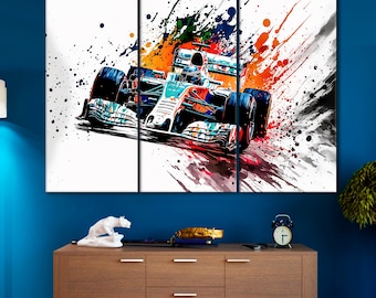 Formula One Canvas Print: Colorful F1 Racing Car Wall Art