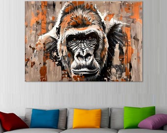 Abstract Gorilla Canvas Print: Modern Home Decor, Unframed
