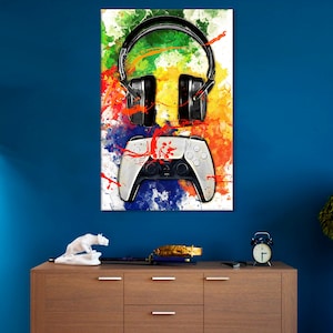 Games Controller Art, Gaming Artwork, Kids Bedroom Decor, Gaming Canvas, Video Game Art Print,Video Game Canvas,Gaming Controller Print