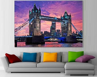 Tower Bridge Canvas Print: London Skyline Art on Wooden Frame