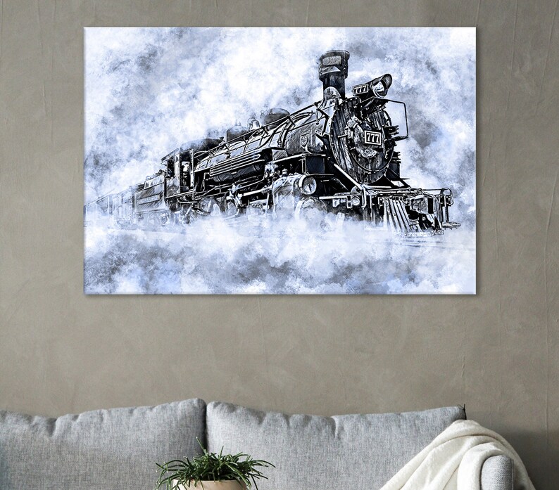 Vintage Steam Train Canvas Print: Locomotive Wall Art - Etsy