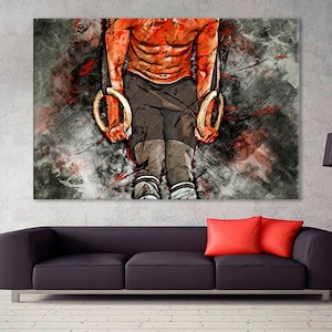Men Gymnastics Canvas Print, Motivation Poster, Gymnastics Rings Wall Art, Gymnast Unique Gift,Gymnastics Wall Decor,Gymnastics Rings Canvas