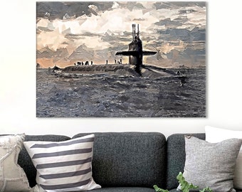USS Rhode Island Subarine Wall Art, Impression de sous-marin lanceur de missiles balistiques de classe Ohio, Décor mural de sous-marin, Art mural de l’US Navy, Œuvre d’art sous-marine