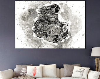 Engine Canvas Print: Automotive Giclée Wall Art