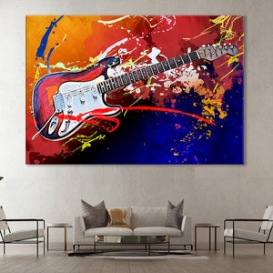 Guitar Wall Decor, Electric Guitar Canvas, Musical Instrument Poster, Guitar Player Unique Gift