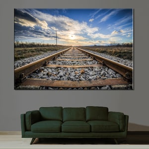 Railroad Wall Decor, High Quality Canvas Print, Railway Photo