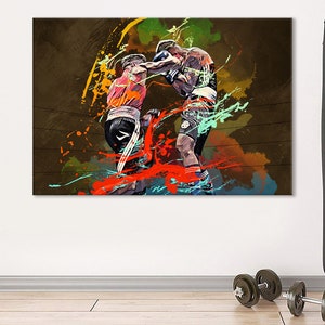 Boxing Canvas, Boxing Print, Motivation Wall Art, Ring Room Decor, Sparring Print, Box Fan Gift, Boxers Painting
