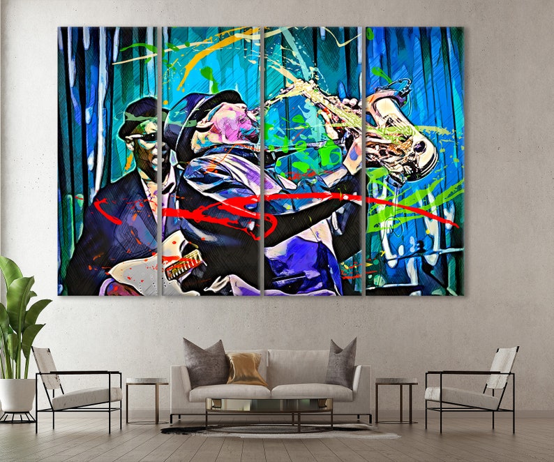 Jazz Band Wall Art Jazz Canvas Music Room Decor Abstract Etsy