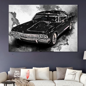 1965 Chevrolet Impala Canvas, Chevy Impala Wall Decor, Impala 1965 Print, Impala Mural Art, Chevy Interior, 1965 Impala Art Print,Impala Art