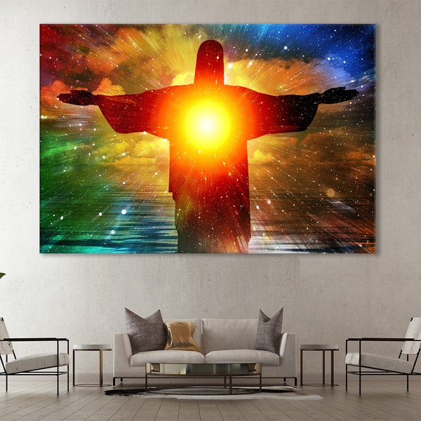 Jesus Abstract Art, Christ the Redeemer Statue Canvas, Jesus Christ Wall Decor, Christ the Redeemer Abstract Art, Christ Abstract Art Print