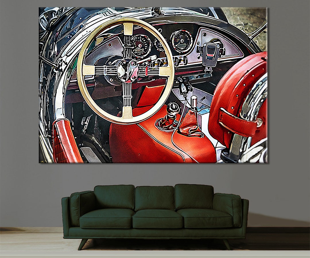 Vintage Car Canvas, Car Wall Art, Oldtimer Auto Poster, Room Wall Decor