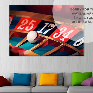 Roulette Wheel Canvas Art - Gambling Print & Game Room Decor, Unique Gambler Gift on Wooden Frame, Modern Wall Art