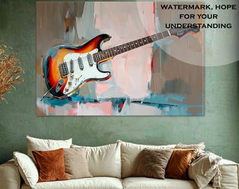 Lienzo de guitarra eléctrica: decoración de pared con instrumentos musicales modernos