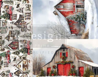 SNOWY VILLAGE CHARM A3 Decoupage Fiber Pack by Re-design