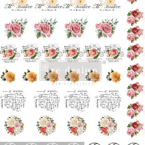 May include: A digital paper pack with a vintage floral theme. The pack includes images of roses, clocks, and handwritten text. The text includes the words "M Douleve" and "Chatellerault".