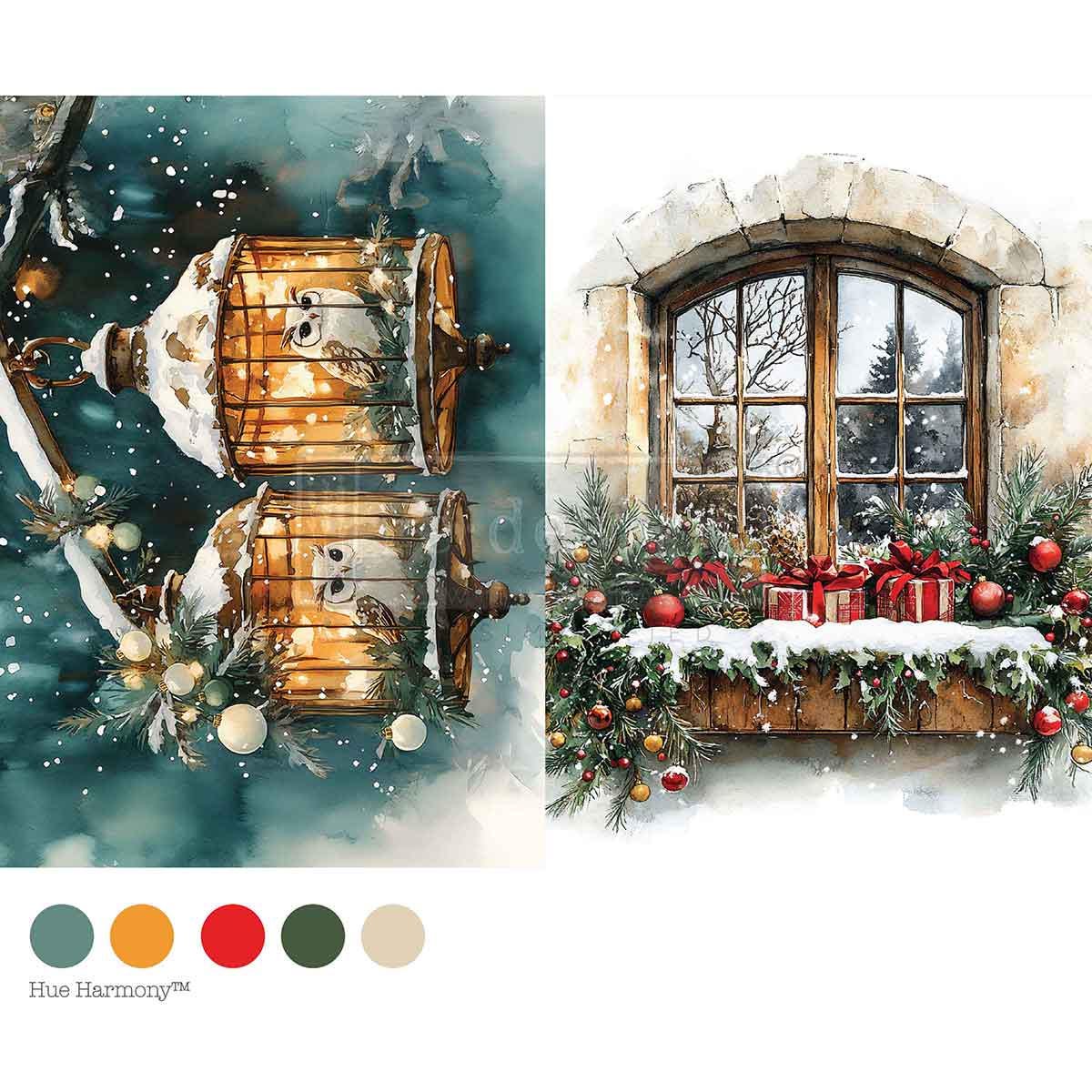 NOEL NIGHT OWL A4 Decoupage Fiber by Redesign with Prima