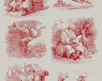 CHRISTMAS TOILE A3 Rice Decoupage Paper by Belles and Whistles