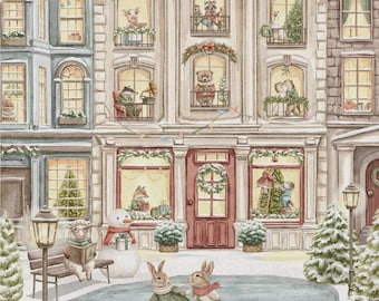 CHRISTMAS on MAIN STREET A3 Rice Decoupage Paper by Belles and Whistles