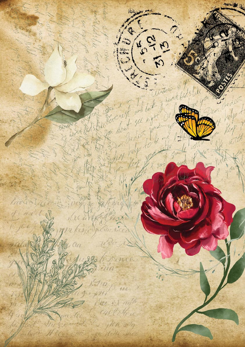 OLD POSTCARD A3 Rice Decoupage Paper by Belles and Whistles