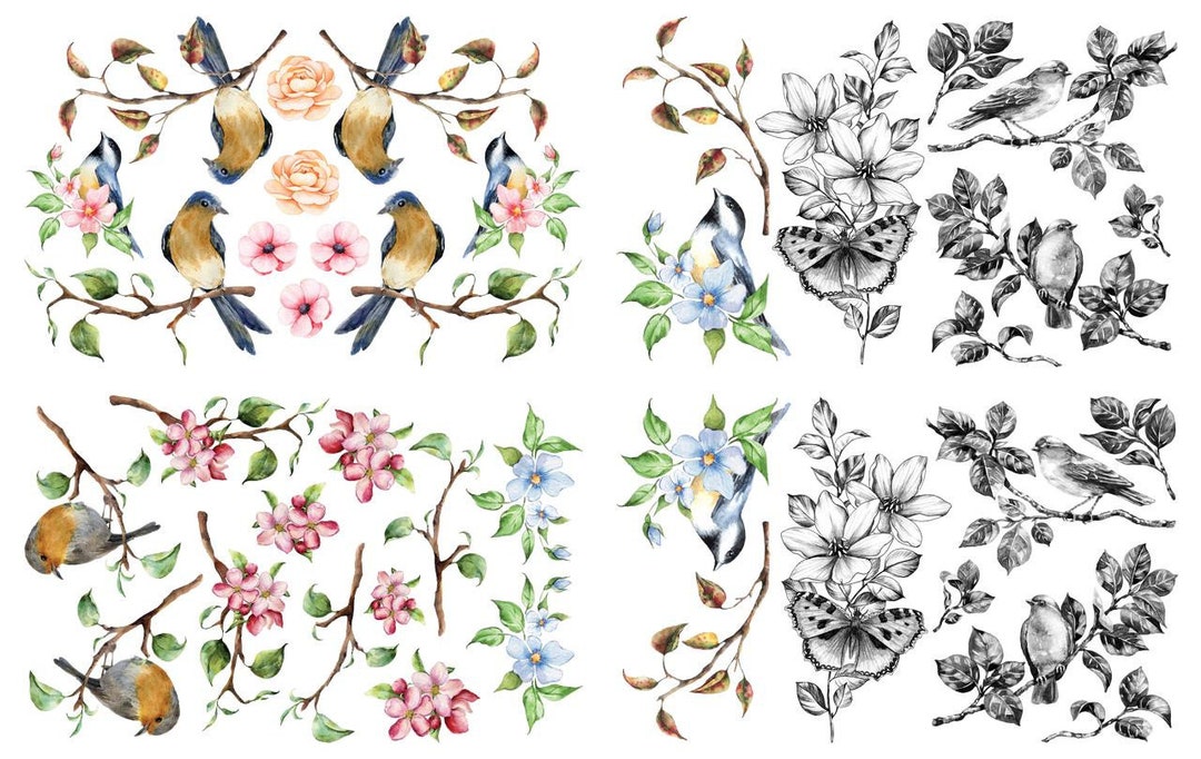 BIRDS BLOSSOMS and BRANCHES Belles and Whistles Mini Transfer Etsy