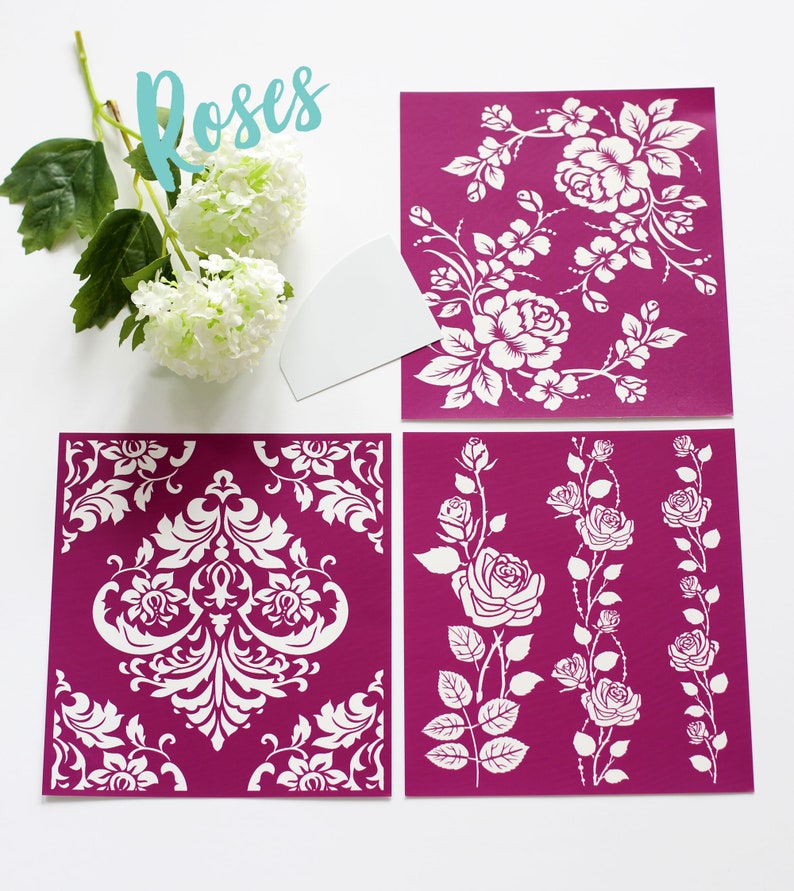 ROSES Silkscreen Stencils from Belles and Whistles image 1