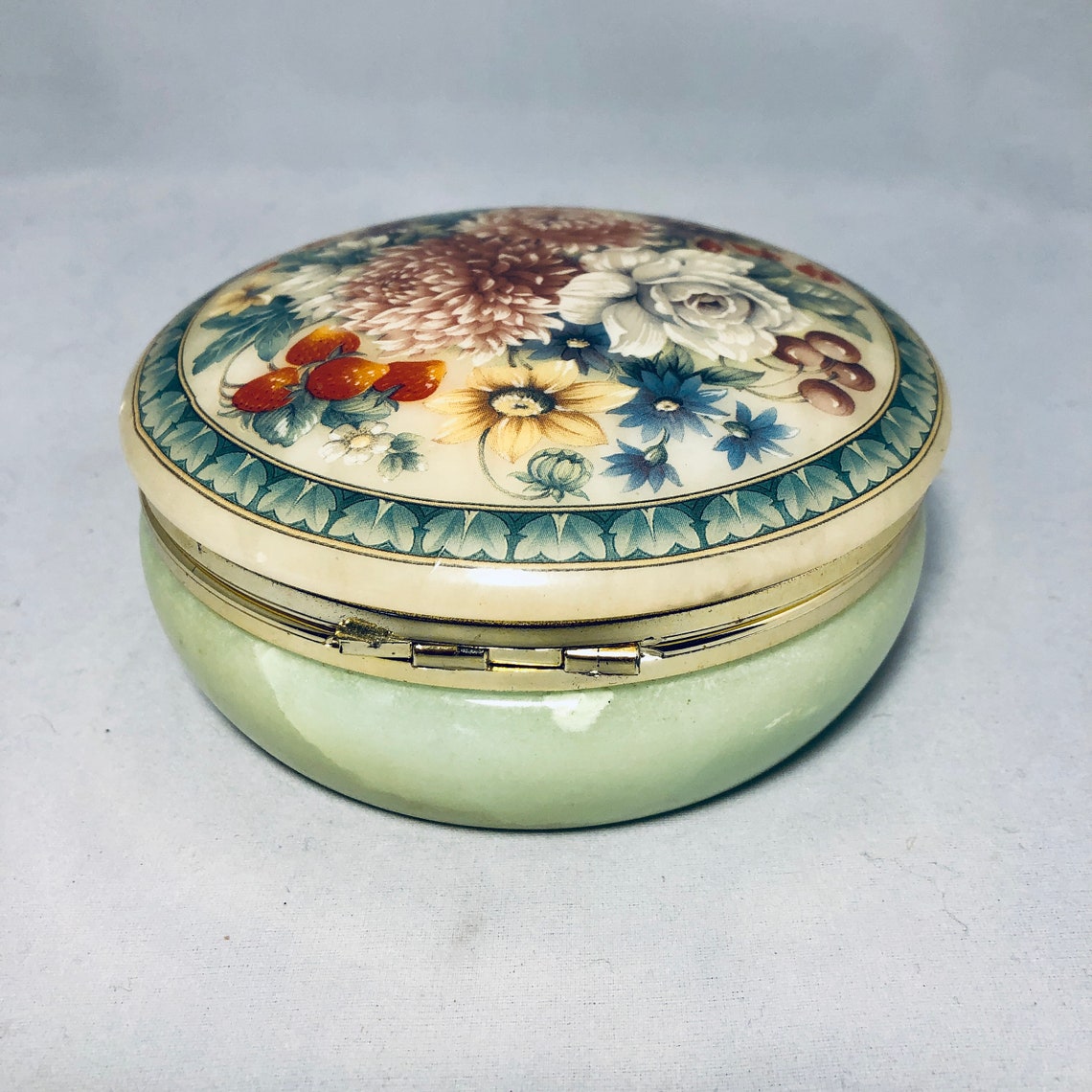Vintage Italian Alabaster Hinged Powder Box Trinket Jar Etsy