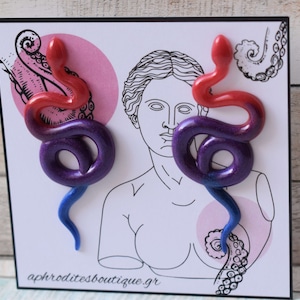 Bisexual PRIDE Scaly or Shinny Snake Stud Resin Earrings