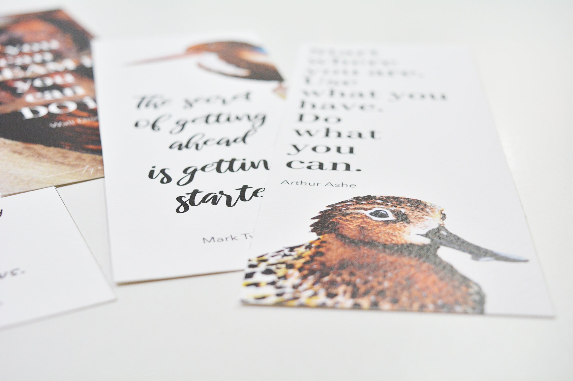 Set van 4 aquarel Bladwijzers Vogels en Citaten Digitale Set van 4 aquarel Bladwijzers Vogels en Citaten Digitale