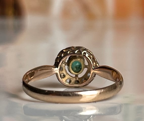 Emerald Ring Victorian Rose Cut Diamond Emerald R… - image 9