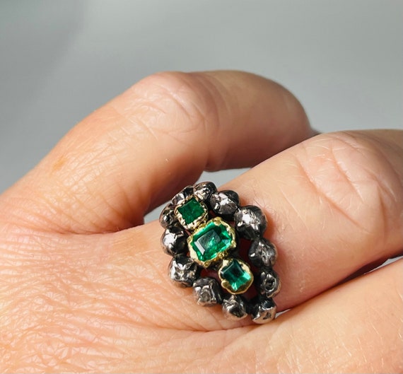Emerald Ring Antique Rare Spanish Colonial Iberia… - image 5