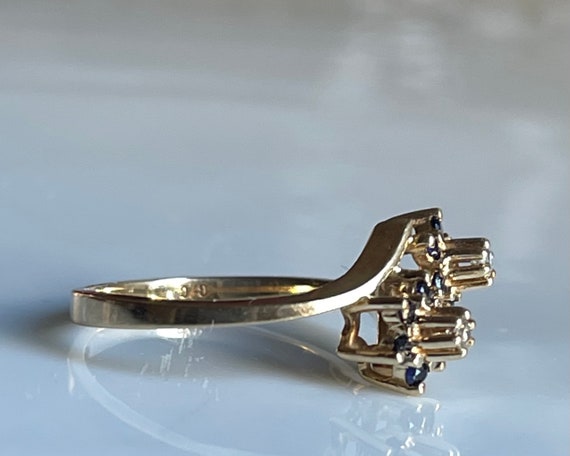 Sapphire Ring Blue 10K Sapphire Diamond Bypass To… - image 4