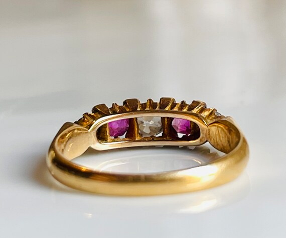 Ruby Ring 22K Engagement Ring Victorian Mine Cut … - image 6