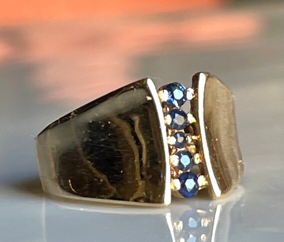 Sapphire Ring 14k Mid Century Modern Blue Sapphir… - image 10
