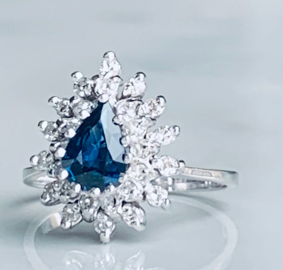 Blue Sapphire Ring .75 Carat Engagement Ring 14k … - image 10
