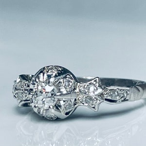 Vintage Diamond Engagement Ring 14K Diamond Vintage Diamond Ring Vintage Antique Ring Old Transitional Cut Diamond Ring Gift for Her