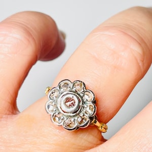 Rose Cut Diamond Ring 18K Italian Victorian Engagement Ring 18k Antique 1800s Diamond Engagement Florence Fiorenze Italy Jewelry Gifts Her