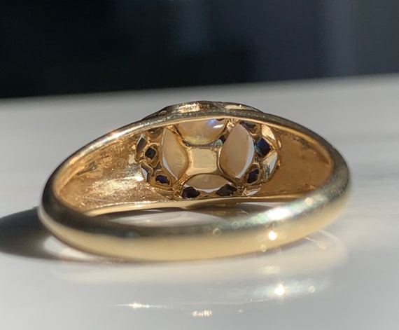 Mikimoto Pearl Sapphire Ring Pearl Engagement Ring 14K Vintage