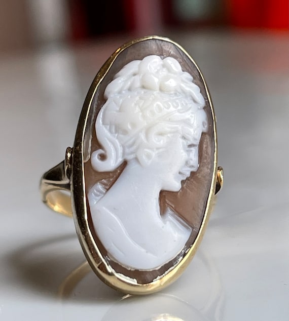 Cameo Ring 14k Hand Carved Italian Cameo Ring God… - image 1