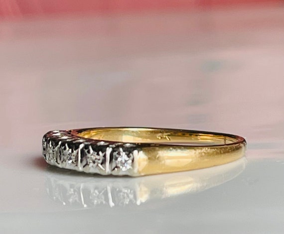 Diamond Ring Band 14k Yellow White Gold Wedding B… - image 2